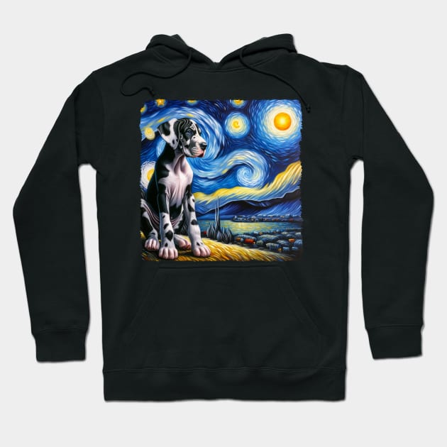 Starry Great Dane Portrait - Dog Portrait Hoodie by starry_night